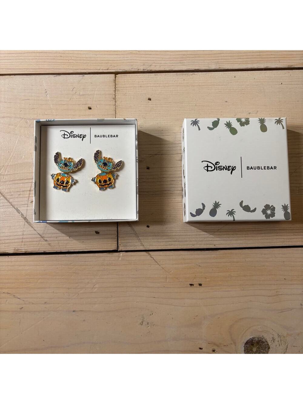 Disney x BaubleBar NIB Stitch Pumpkin Halloween Dangle Earrings